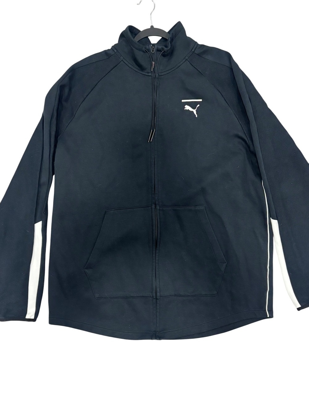 PUMA EVO Full Zip Track Jacket Black White Logo XXL Athletic Zip Up